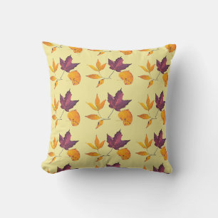 Gelbe und Mauve Herbstblätter Herbst Kissen