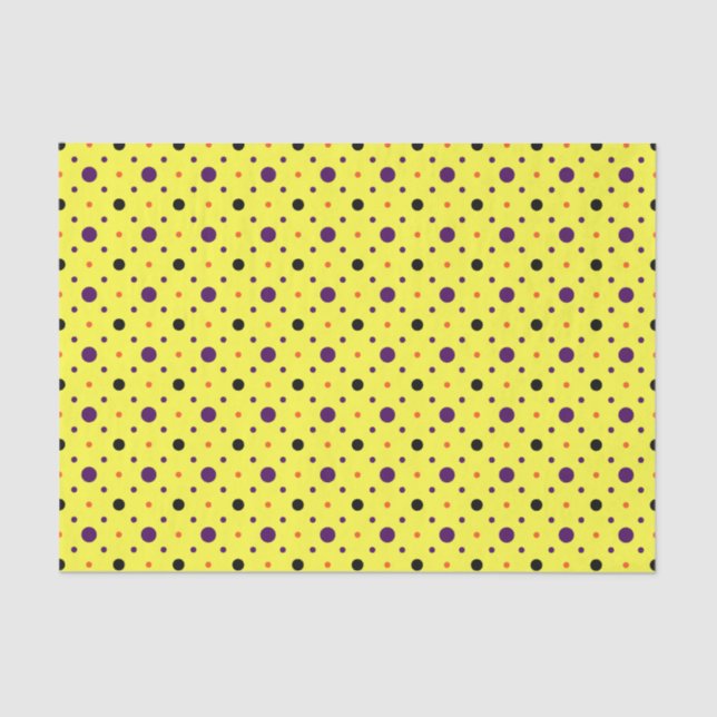 Gelbe und mehrdimensionale Polka-Dots Seidenpapier (Vorderseite)