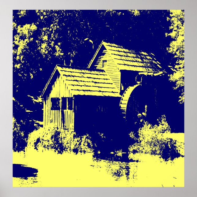 Gelbe und Navy-Blue-Mabry-Mühle Poster (Vorne)