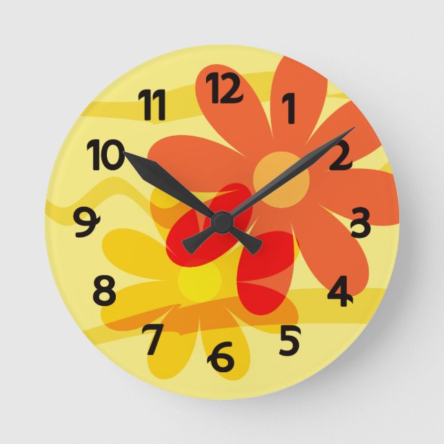 Gelbe und orange Blume Uhr (Vorderseite)