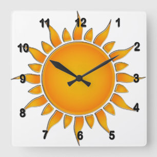 Gelbe und orange Sommersonne Quadratische Wanduhr
