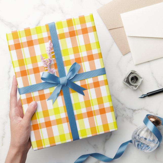 Gelbe und orange Streifen Geschenkpapier (Schenken)
