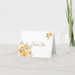 Gelbe und orange Wasserfarbe Blumen Dankeskarten Dankeskarte