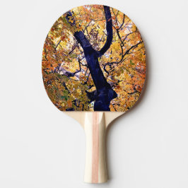 Gelbe und orangefarbene Blätter Tischtennis Schläger