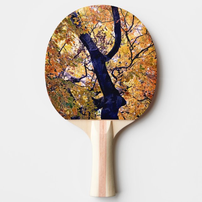 Gelbe und orangefarbene Blätter Tischtennis Schläger (Vorderseite)