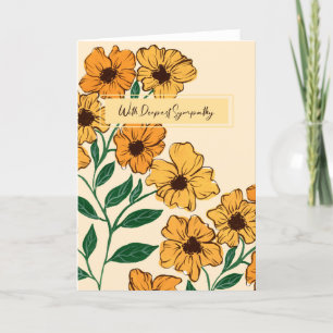 Gelbe und orangefarbene Blume Tiefes Beileid Dankeskarte