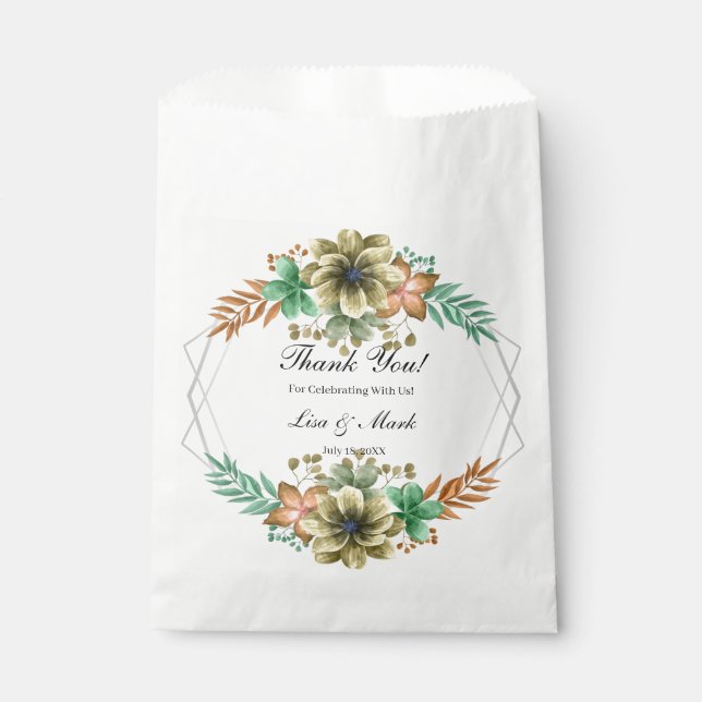 Gelbe und orangefarbene Blumenzähne Geschenktütchen (Vorderseite)