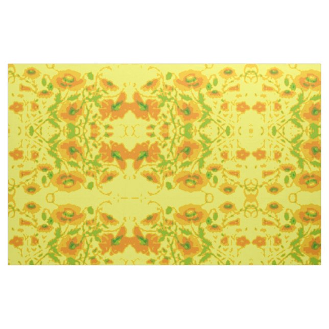 Gelbe und orangefarbene Blütenstoffe Stoff (Fat Quarter (45,7 x 55,9 cm))