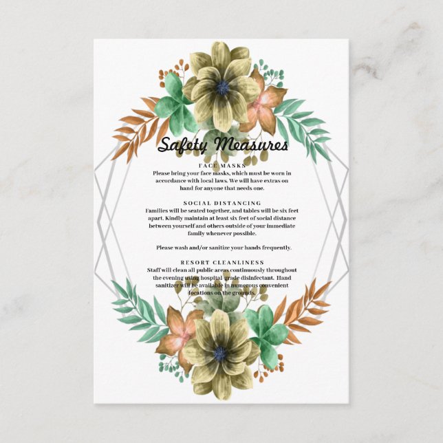 Gelbe und orangefarbene Flora-Sicherheitsmaßnahme Begleitkarte (Vorderseite)