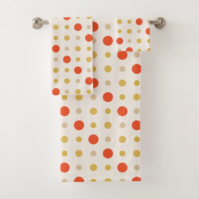 Gelbe und orangefarbene Punkte Badhandtuch Set (Insitu)