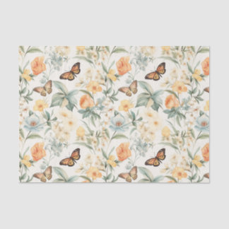 Gelbe und orangefarbene Schmetterlinge und Blume Seidenpapier