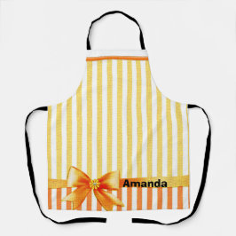 Gelbe und orangefarbene Streifen, personalisiertes Schürze