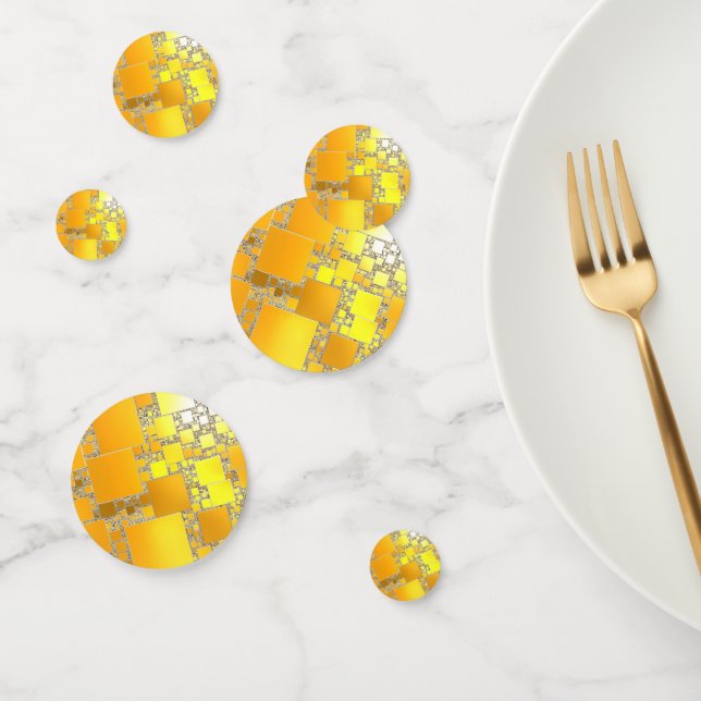 Gelbe und orangefarbene Tischkonfetti Konfetti (Gruppe)