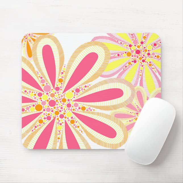 Gelbe und rosa Blume Mousepad (Mit Mouse)