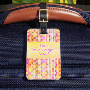 Gelbe und rosa Disco Cowgirl Fringe Gepäckanhänger