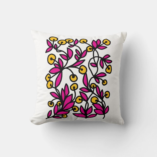 Gelbe und rosa Doodle Kissen (Vorderseite)