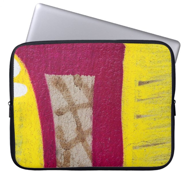 Gelbe und rosa Mauer Laptopschutzhülle (Vorderseite)