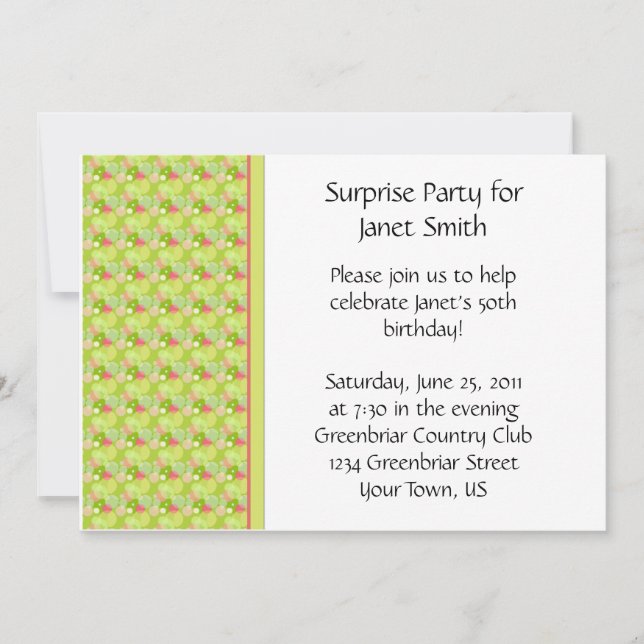 Gelbe und rosa Party Einladung (Vorderseite)