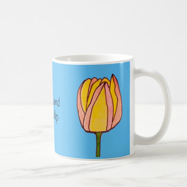 Gelbe und rosa Tulpe  Kaffeetasse (Rechts)