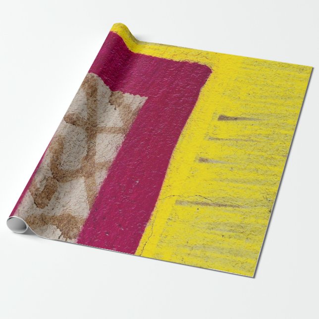 Gelbe und rosa Wand Geschenkpapier (Ungerollt)