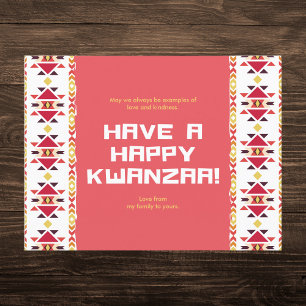 Gelbe und rote afrikanische Stammesmuster Kwanzaa Feiertagspostkarte