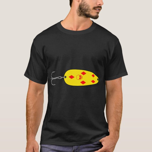 Gelbe und rote Angelköder T-Shirt (Vorderseite)