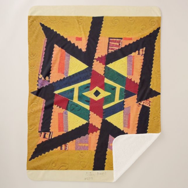 Gelbe und rote Aztekendecke Sherpadecke (Vorderseite)