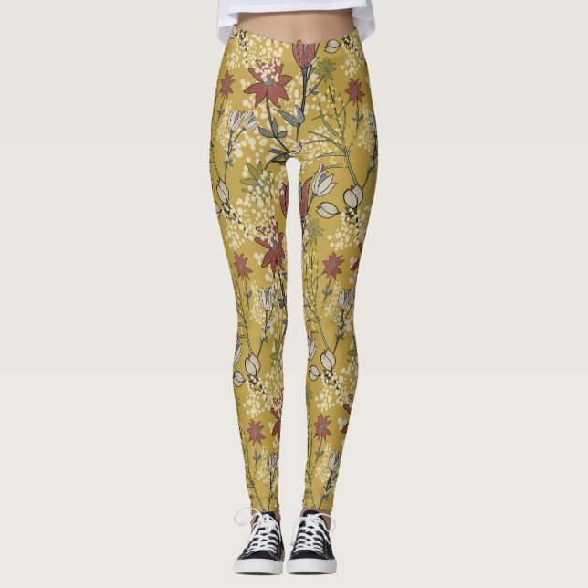 Gelbe und rote Blume  Leggings (Vorderseite)