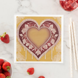 Gelbe und rote Blumenmuster AI-Kunst Serviette