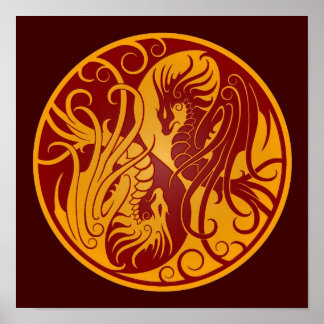 Gelbe und rote Fliege Yang Dragons Poster