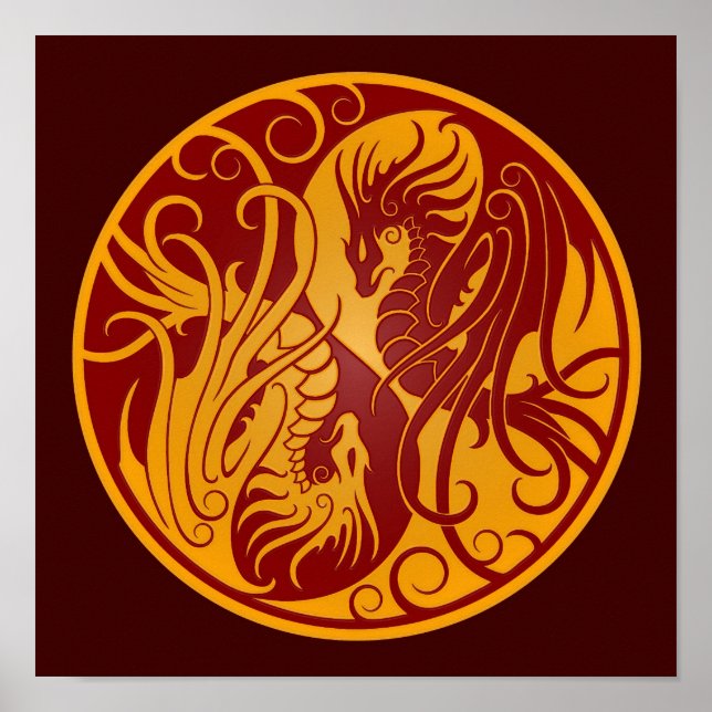Gelbe und rote Fliege Yang Dragons Poster (Vorne)