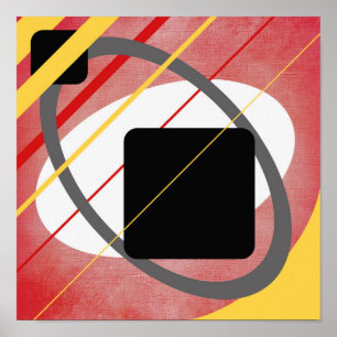 Gelbe und rote geometrische Leinwandgestaltung AP0 Poster