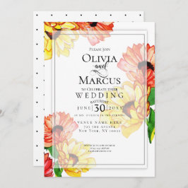 Gelbe und rote Gerbera Daisies Einladung