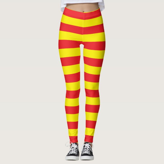 Gelbe und rote horizontale Streifen Leggings (Vorderseite)