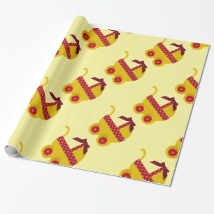 Gelbe und rote Kinderwagen Geschenkpapier