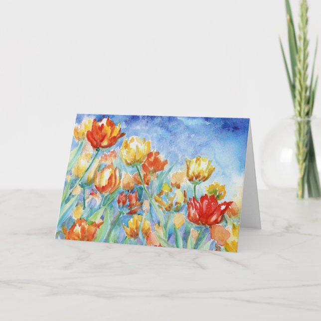 Gelbe und rote Tulips-Leere Notecard Dankeskarte (Vorderseite)