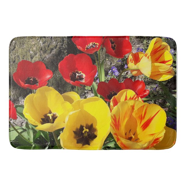 Gelbe und rote Tulissen Badematte (Vorderseite)