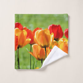 Gelbe und rote Tulissen Waschlappen