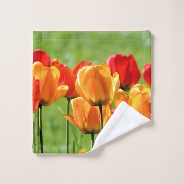 Gelbe und rote Tulissen Waschlappen (Waschlappen)