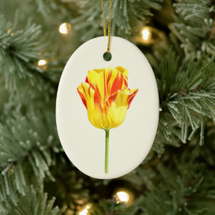 Gelbe und rote Tulpe Keramik Ornament