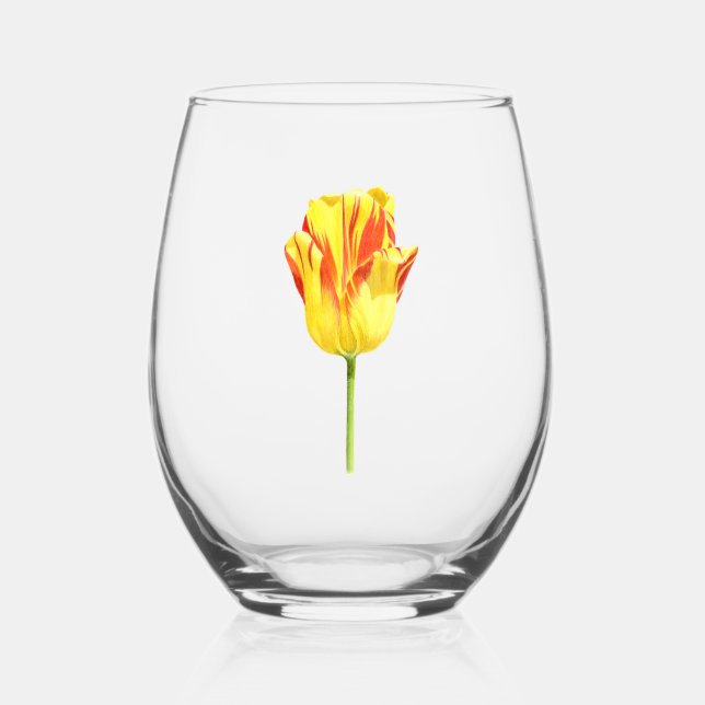 Gelbe und rote Tulpe Weinglas Ohne Stiel (Rückseite)