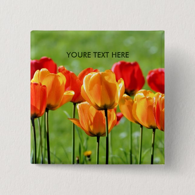 Gelbe und rote Tulpen Button (Vorderseite)