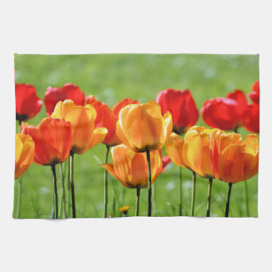 Gelbe und rote Tulpen Geschirrtuch