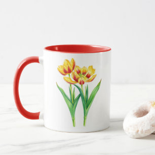 Gelbe und rote Tulpen-Kombination Tasse