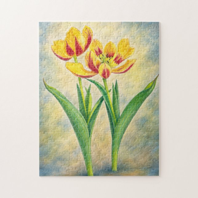 Gelbe und rote Tulpen Puzzle (Vertikal)