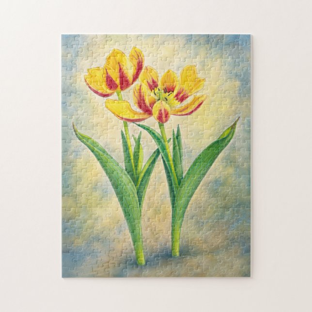 Gelbe und rote Tulpen Puzzle (Vertikal)