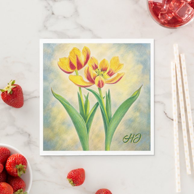 Gelbe und rote Tulpen Serviette (Beispiel)