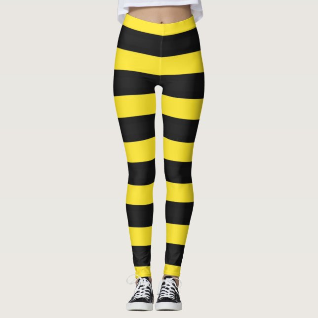 Gelbe und schwarze, bee-ähnliche Streifen-Leggings Leggings (Vorderseite)