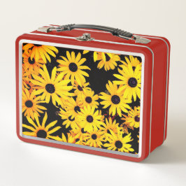 Gelbe und schwarze Blume Metall Brotdose