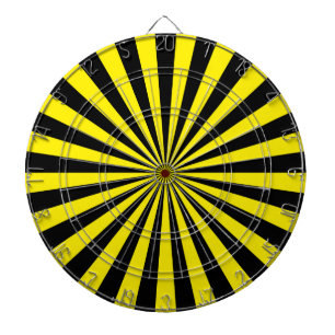 Gelbe und schwarze funky Sonnenstrahlen Retro-Stre Dartscheibe